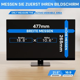 21.5 Inch Computer Monitor Screen Privacy Filter for 16:9 Aspect Ratio Monitor, Removable Computer Screen Protector and 21.5 Inch Anti Blue Light