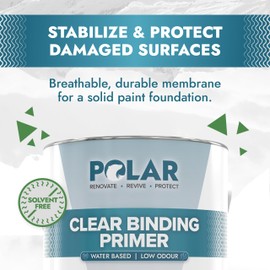 Polar Clear Binding Primer - 84 Fl Oz - High-Adhesion Primer for Drywall, Plaster, Cement, Stucco & Wood - Interior & Exterior Clear Base Coat & Paint Prep