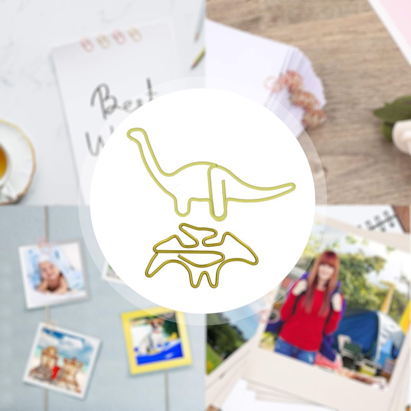 100pcs Shaped Paper Clips Pterosauria Yellow Dinosaur Shape Metal Portable