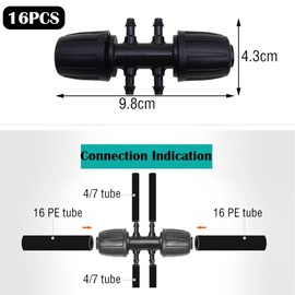 Irrigation Pipe Connectors, CTRICALVER 1/2 inch Drip Irrigation Tubing, 6-way Drip Irrigation Connectors, for Garden, Lawn, Patio, Plastic Drip Fittings, 16mm Drip Sprinkler Systems Accessories 16Pcs