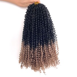 Yanky Twist Crochet Hair 8 Inch 10 Packs Yanky Passion Twist Hair Bohemian Yanky Twists Crochet Hair Pre Looped Pre-twisted Fluffy Mini Twist Crochet Hair Crochet Braiding Hair (1B/27)