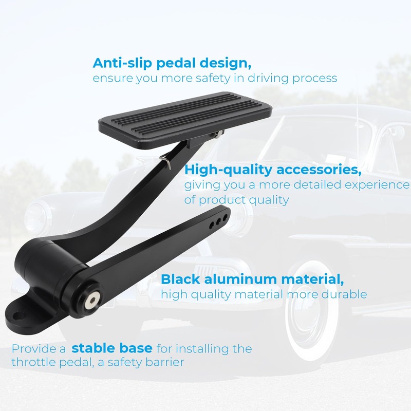 WIKIBB Universal Black Aluminum Gas Pedal Accelerator Throttle Firewall Mounting