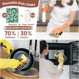 Lucomb 10 Pack Swedish Dishcloth Cellulose Sponge Cloths Bulk, Reusable Absorbent Kitchen Towels Dish Cloths Set Quick Drying Washable for Dishes Counters