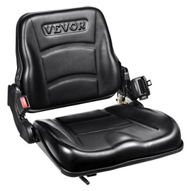 VEVOR Universal Forklift Seat, Tractor Seat with Adjustable Backrest & Safety Belt, Secure Micro Switch Design, Wear-Resistant PVC Mower Seat for Tractor Excavator, Skid Loader