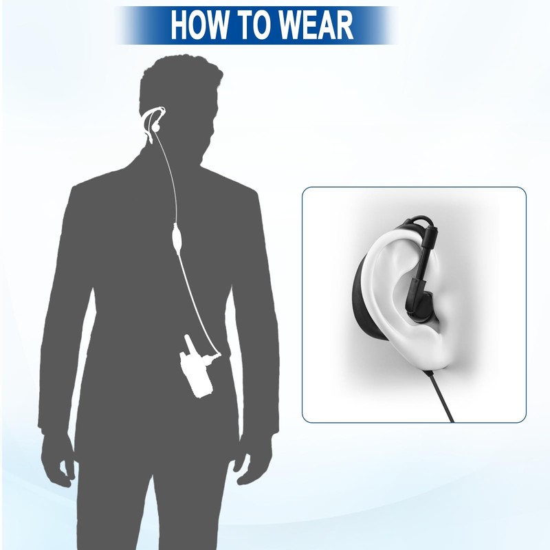Akoree 2-Pack G-Shape Clip Ear Piece Walkie Talkie Headset 2