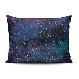 Healbrighting Pillow Cases Cosmic Colorful Watercolor Galaxy Night Sky with Stars Home Decorative Pillowcase Queen 20 x 30 Inch One Side Pattern Throw Pillow Covers