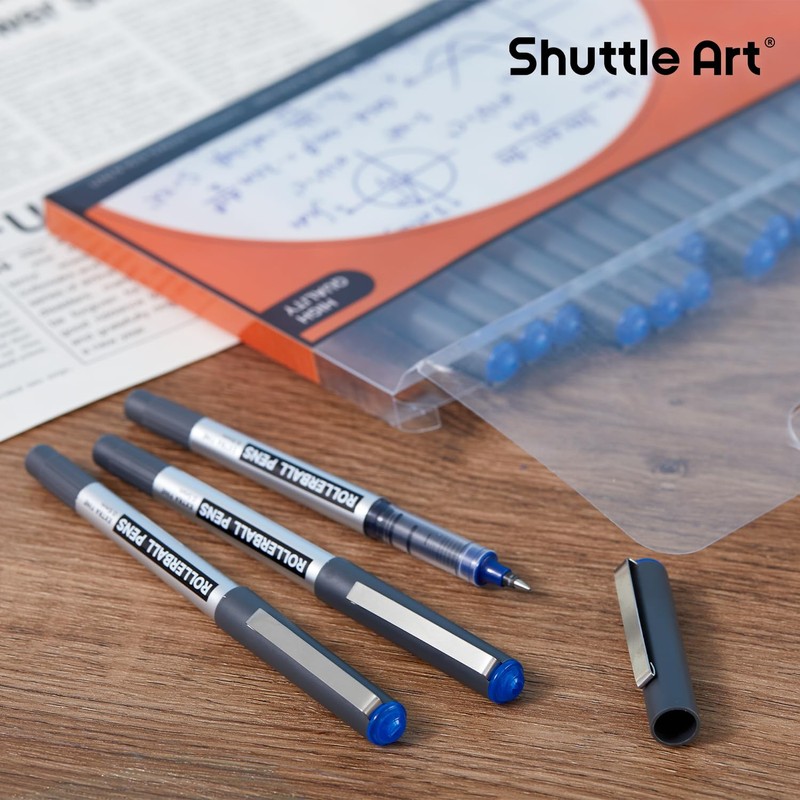 Shuttle Art RollerBall Pens, 25 Pack Blue Fine Point Roller
