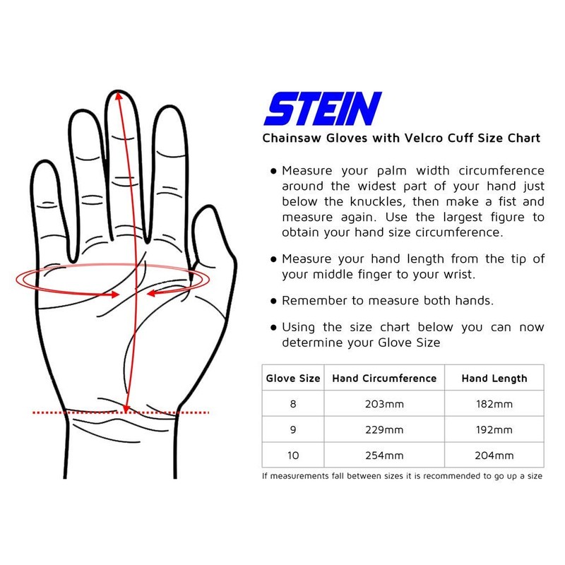 Stein 3 Sizes Forestry Protective Chainsaw Gloves With Left Hand