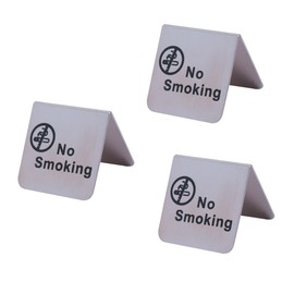 ULTECHNOVO 3pcs Stainless Steel No Smoking Table Tent Sign Double-sided Office/hotel Reminder Sign