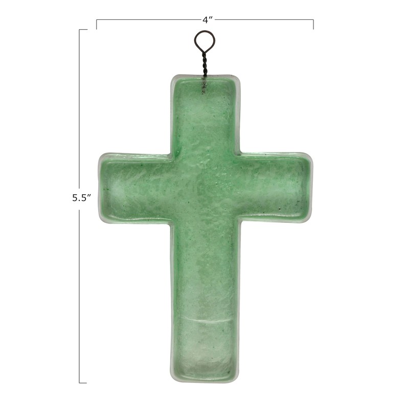 Creative Co-Op Recycled Glass Hanging Cross