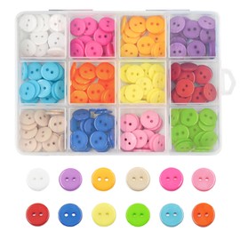 TRKETK Pack of 240 Colourful Buttons, Round Plastic Buttons, 15 mm Sewing Buttons, Children's Buttons with Storage Box, 12 Colours, Mixed Buttons for Clothes, Sewing, Knitting, Crafts, DIY Crafts (2