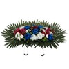Memobloom Headstone Flower Saddle Arrangements - Artificial Cemetery Flowers Silk