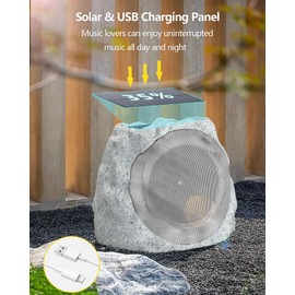 Outdoor Speakers Bluetooth Waterproof Patio Rock Speakers Waterproof Outdoor Bluetooth Wireless Solar Powered Ideal for Patio,Pool, Garden, Deck,Backyard (Dark Gray, 2 Pack)