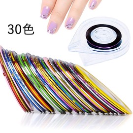 30 Colors Nail Art Line Tape Seat LED Gel Set,, 1 mm Wide with 2 Exclusive Case