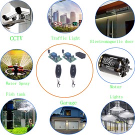 DC 12V 10A Relay Switch 1CH Wireless Remote Control Switch 433MHz Transmitter Receiver Momentary/Toggle Switch 12V Opener garage door keypad Universal wireless ON OFF (2 Receivers and 2 Transmitters)