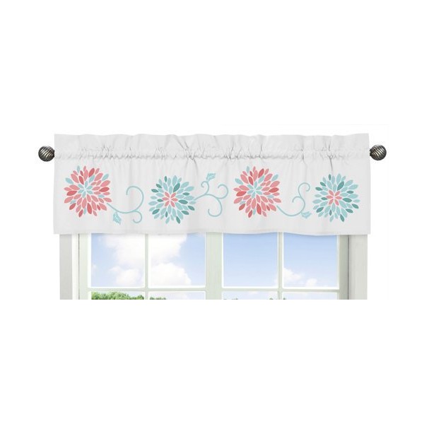 Turquoise and Coral Emma Collection Window Valance