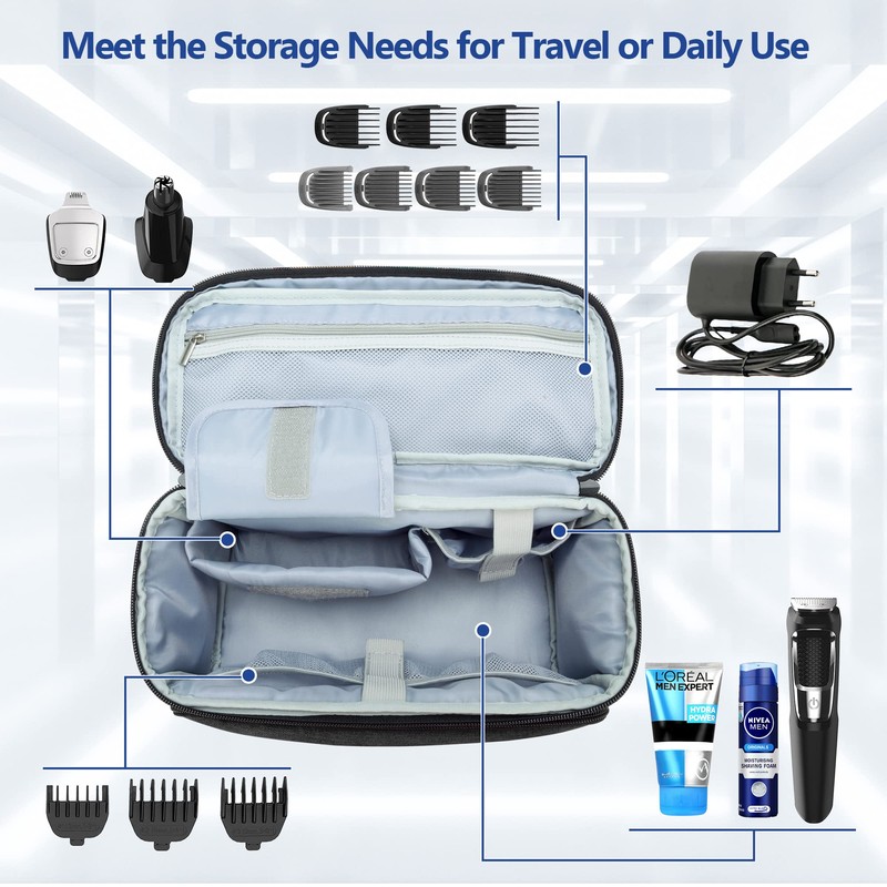 CURMIO Men Grooming Kits Storage Bag, Portable Travel Case for