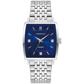 Caravelle by Bulova Men's Modern Diamond 3-Hand Quartz Steel Tonneau Watch