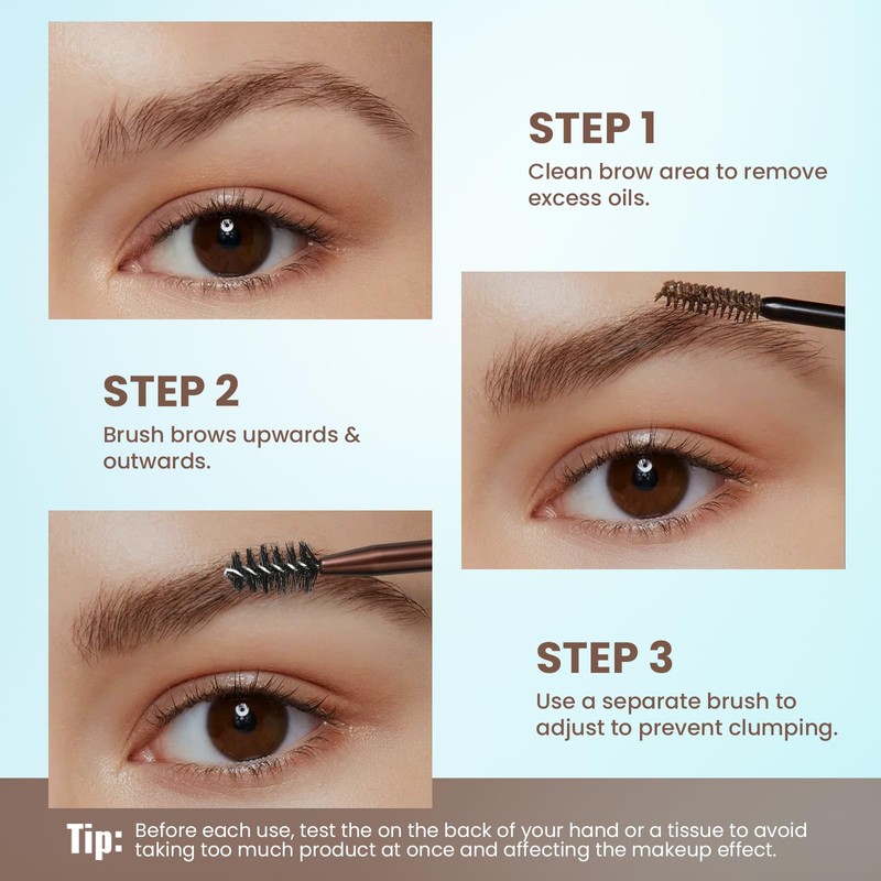 2 Pack Tinted Brow Gel, Waterproof Eyebrow Mascara for Fluffy