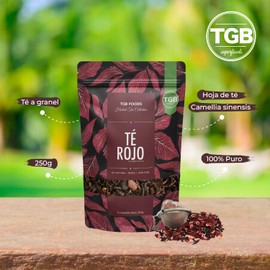 TGB SUPERFOODS | Té Rojo | 100% Puro | Té Chino Premium | Infusión Natural | Vegano,Gluten Free,Sin Azúcares | Vitaminas y Minerales | Regula la Digestión |Fuente de Fibra y Energía| Contenido 250g