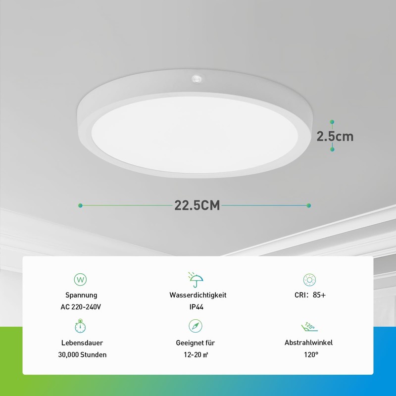 Yafido Ceiling Light with Motion Sensor 9W-12W-18W, 3000K-6000K LED Ceiling