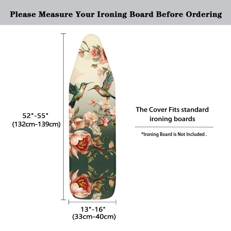 Oamsistay Hummingbird Floral Ironing Board Cover with Elastic Edge Non