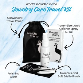 Jewelry Cleaner Kit, Natural Jewelry Cleaner Solution, Polishing Cloth, Restore Brilliance to All Jewelry, Metal Gold and Silver, Diamond Ring Cleaner, (Travel Cleaner Kit)