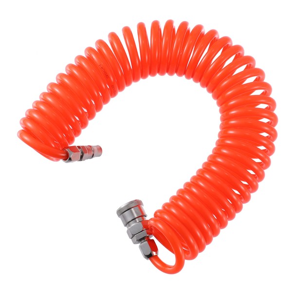 uxcell Recoil Air Compressor Hose with Quick Coupler and Plug with Polyurethane Outer Diameter 8mm Inner Diameter 6mm Length 6m Red