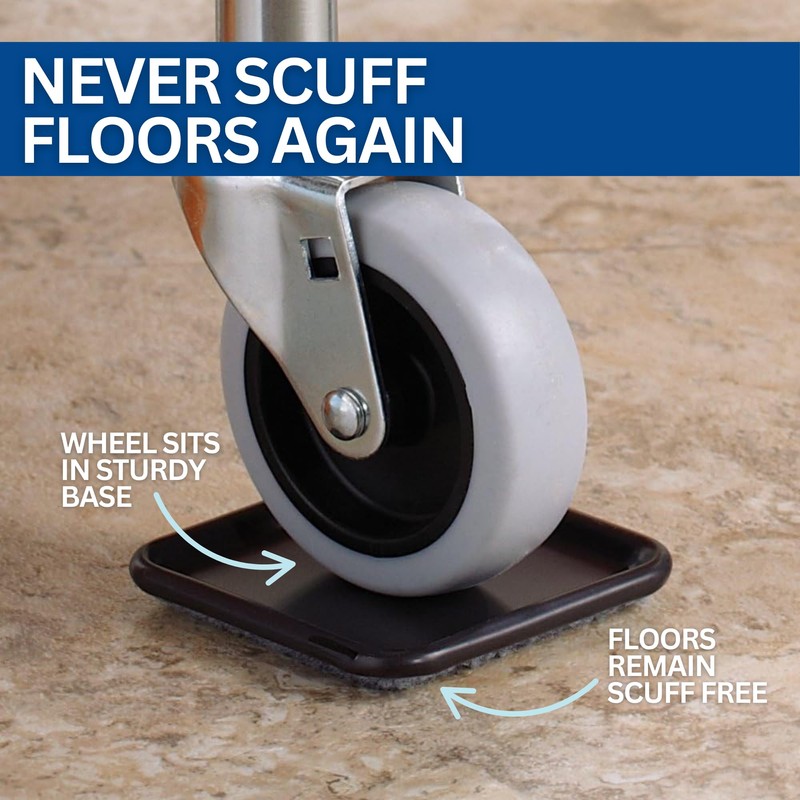 SoftTouch 2 1/2" Square Reusable Carpet Bottom Furniture Caster Cups
