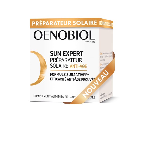 OENOBIOL Sun Expert Anti-Ageing Solar Preparation - Proven Anti-Ageing Effectiveness - Reinforced Cellular Protection 2 - Promotes Intense and Radiant Tan - Dietary Supplement 30 Capsules - 1 Month