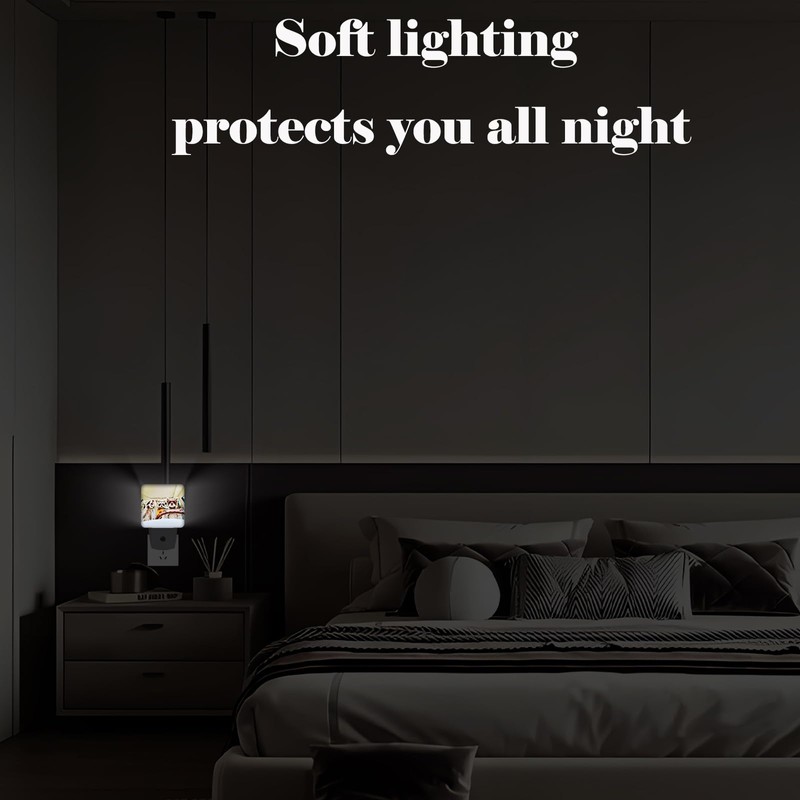 FSHVQKD Three Cute Raccoons Night Light,Plug-in Nightlights Auto Sensor Night