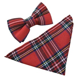 Men's Scottish Royal Stewart Tartan Cummerbund Set (includes Bow Tie & Pocket Square)