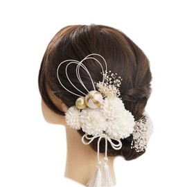 Yukata, Hair Ornament, Coming of Age Ceremony, Graduation Ceremony, Mizuhiki, Cord, Gold Foil Gold, Silver, Flowers, Red, White, Gold, Silver, Yellow, Preserved Flowers, Wedding, Pre-Shooting, Coming