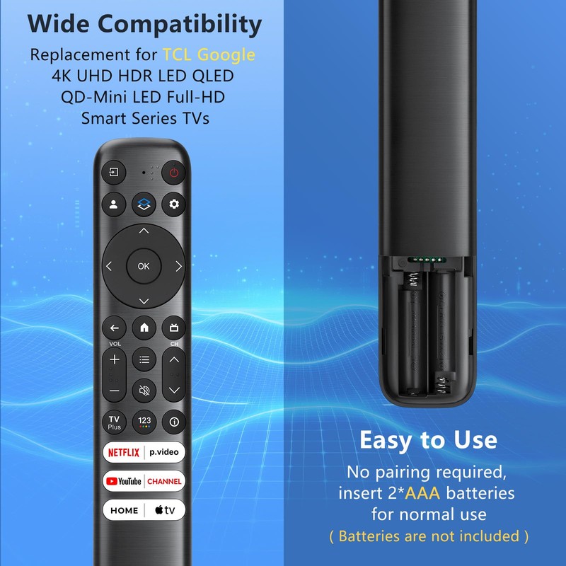 for TCL-Google-TV-Remote Control Replacement,RC813 Compatible with TCL Smart TVs QM8/QM7/S5/S4/S3/Q7/Q6/Q5