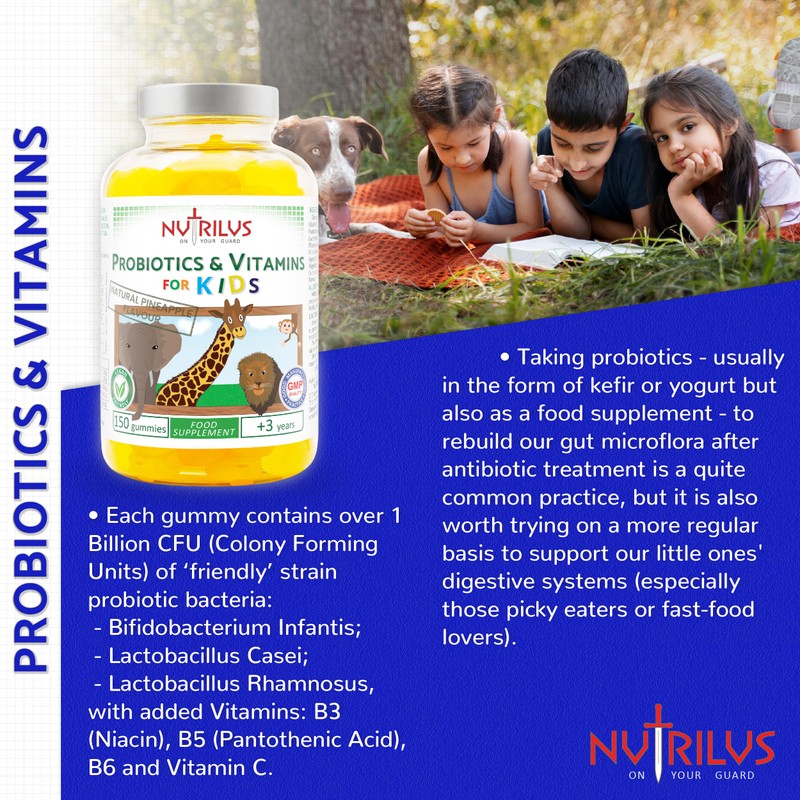 Probiotics & Vitamins for Kids and Adults 150 Natural Pineapple