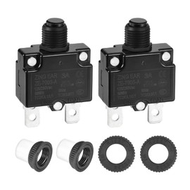 DMiotech 3A Thermal Circuit Breaker 125/250V AC 50V DC 50/60Hz 1.8x1.1x0.6 Push Button Manual Reset Overload Protector with Waterproof Button Cap for Overload Protection Application,2Pcs