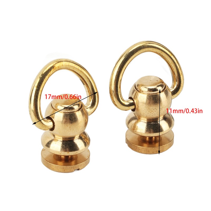 12 Sets D Ring Stud Screw Gold Brass Metal Plating