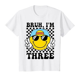 Bruh I'm Three 3 3rd Birthday Groovy Boys Girls 3 Years Old T-Shirt