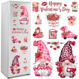 Valentine's Day Refrigerator Magnets Decoration 12Pcs, Happy Valentine’s Day Gnome Fridge Car Garage Door Magnetic Stickers Holiday Decoration, Waterproof Love Magnet Decals for Home Kitchen Decor