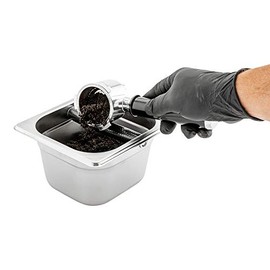 Restaurantware Restpresso 6.9 x 6.4 x 4 Inch Knock Box 1 Deep Tamp Box - Built-In Knock Bar Dishwashable Stainless Steel Barista Knock Box Durable For Coffee And Espresso Grounds