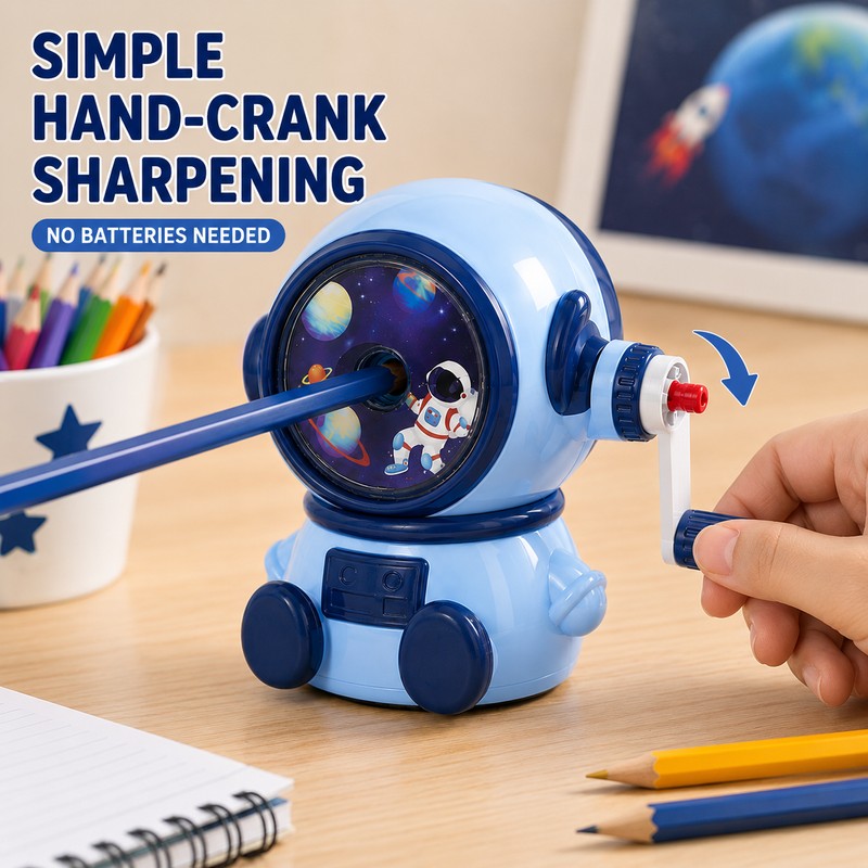 Astronaut Pencil Sharpener for School & Art – Adjustable Hand