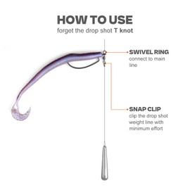 30PCS Swivel Drop Shot Hooks - Quick-Clip Design, Easy Dropshot Rigging for Bass Fishing 2# 1# 1/0 2/0 3/0 4/0