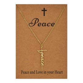 SANNYRA Peace Necklace for Women - 14K Gold Plated Necklaces for Womens - Inspirational Pendant Gift for Her