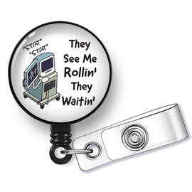 Hafhue They See Me Rollin' They Waifin?Retractable Badge Reel with Alligator Clip Funny Badge Gift for ER Nurse ICU Nurse Rapid Response Team Trauma Team Nurse Doctor Occupational Therapist