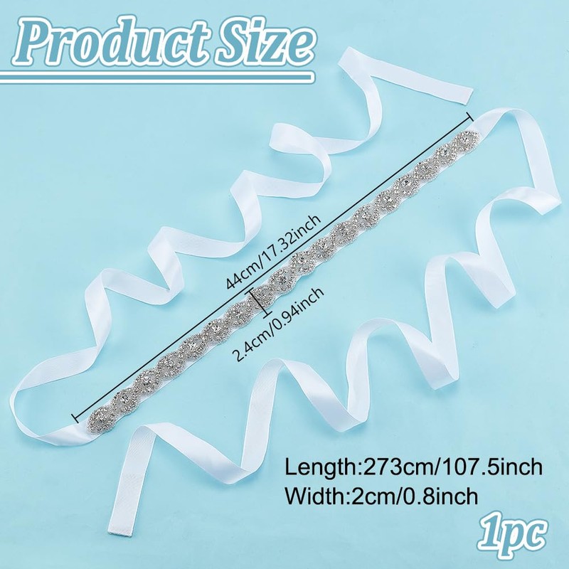 HOBBIESAY 1 Pc Bridal Rhinestone Wedding Belt Handmade Crystal Sash