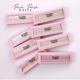 French Tip False Nails with Glue 24 Pcs Soft Gel Press On Nails in 12 Sizes Reusable (Blush Silver Curve, One size)