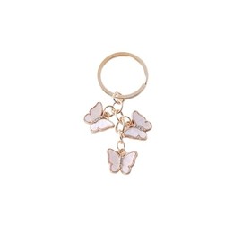 WJR 1~2 Pcs Cute Butterfly Charms Keychain Acrylic Crystal Butterfly Chain Tassel Keyring Purse Bag Accessories(White)