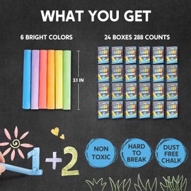 JOYIN 288 Counts Mini Chalk Set for Kids, Non-Toxic Chalks for Boys Girls 3+, School Supplies for Teachers, Goody Bag Fillers, Classroom Prizes Gifts (24 Boxes)