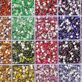 24000 Pieces Rhinestones for Nails, BetterJonny Heat Fix Rhinestones for Crafts, 3 mm Nail Art Rhinestones, Flatback Gemstones, Round with Tweezers and Dotting Pen for DIY Crafts Nails Clothing, E