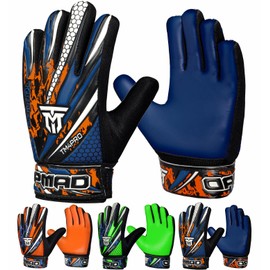 TOPMAD Goalkeeper Gloves (Blue, Size 4 suitable for 6 to 9 years Old)
